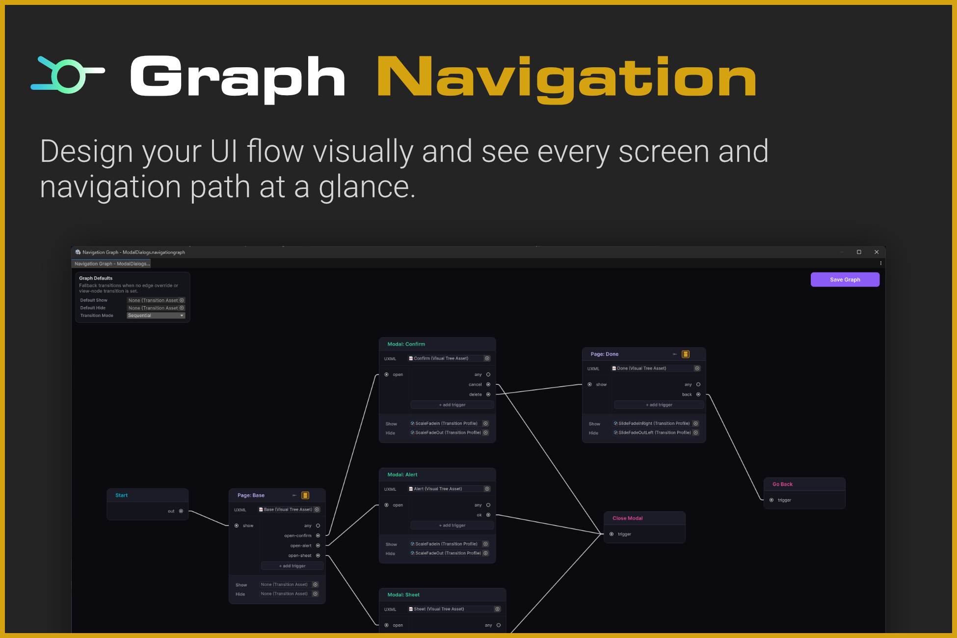 Design UI navigation visually with the UIFlow graph